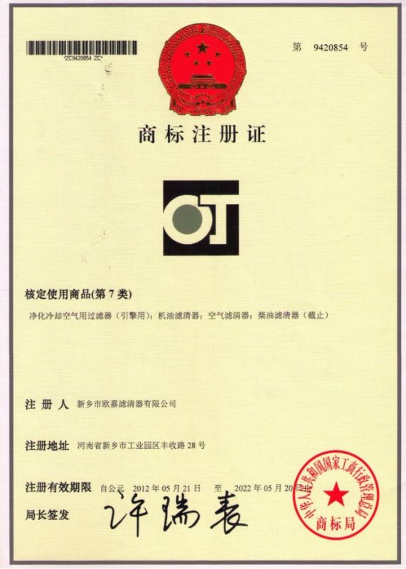 Trademark Registration Certificate